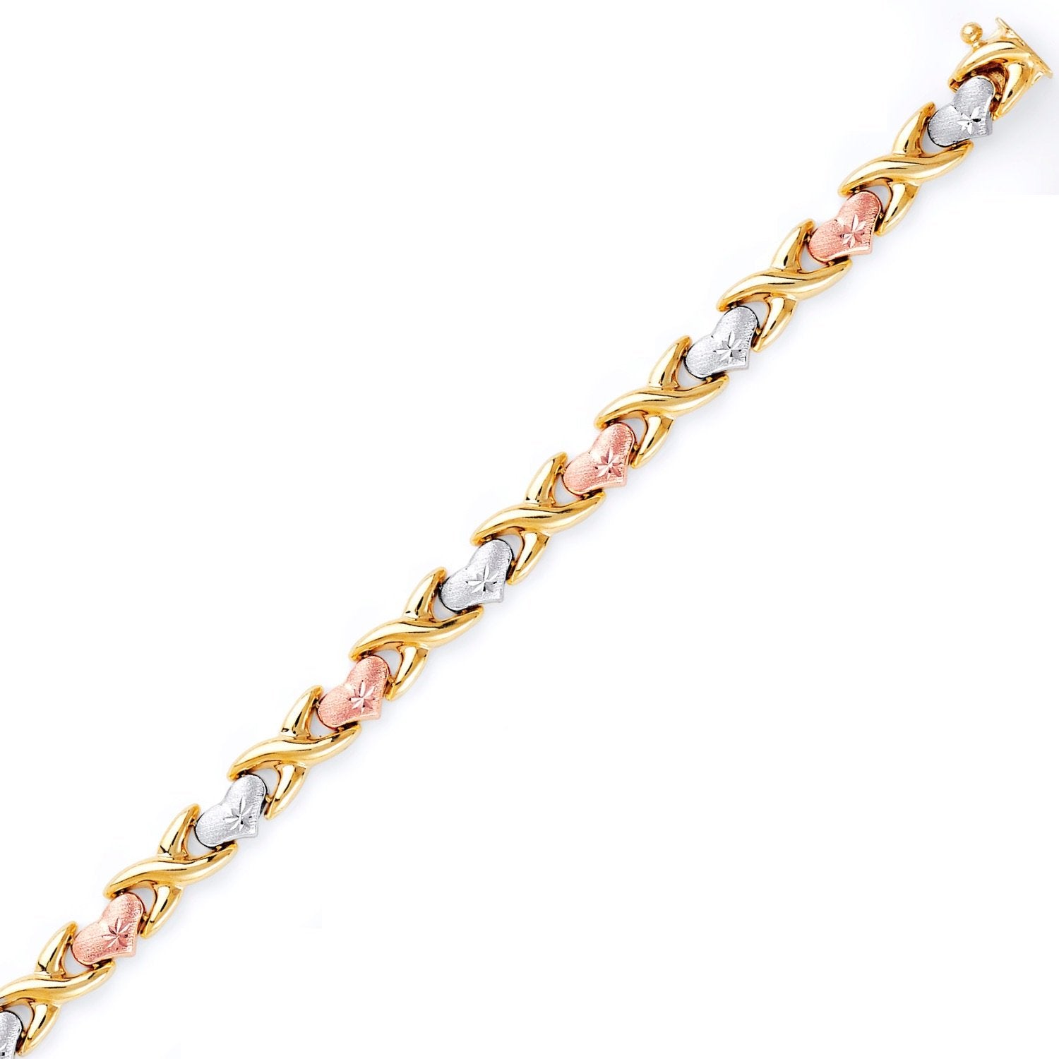 Tri Color D C X Heart Stampato Link Bracelet