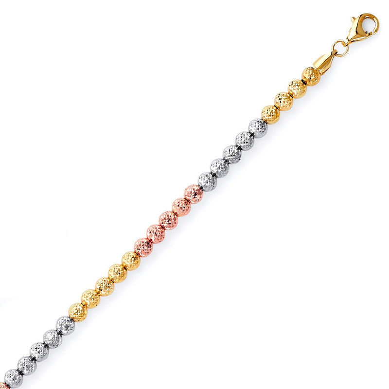 Tri-Color Diamond-Cut Bead Bracelet BR-10100