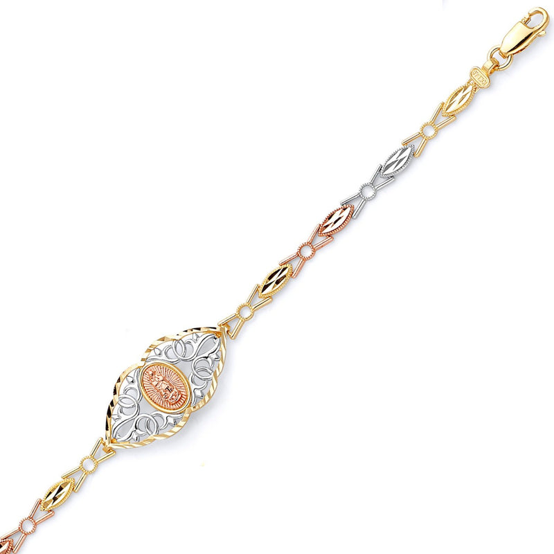 Tri-Color Diamond-Cut Guadalupe ID Bracelet BR-10120