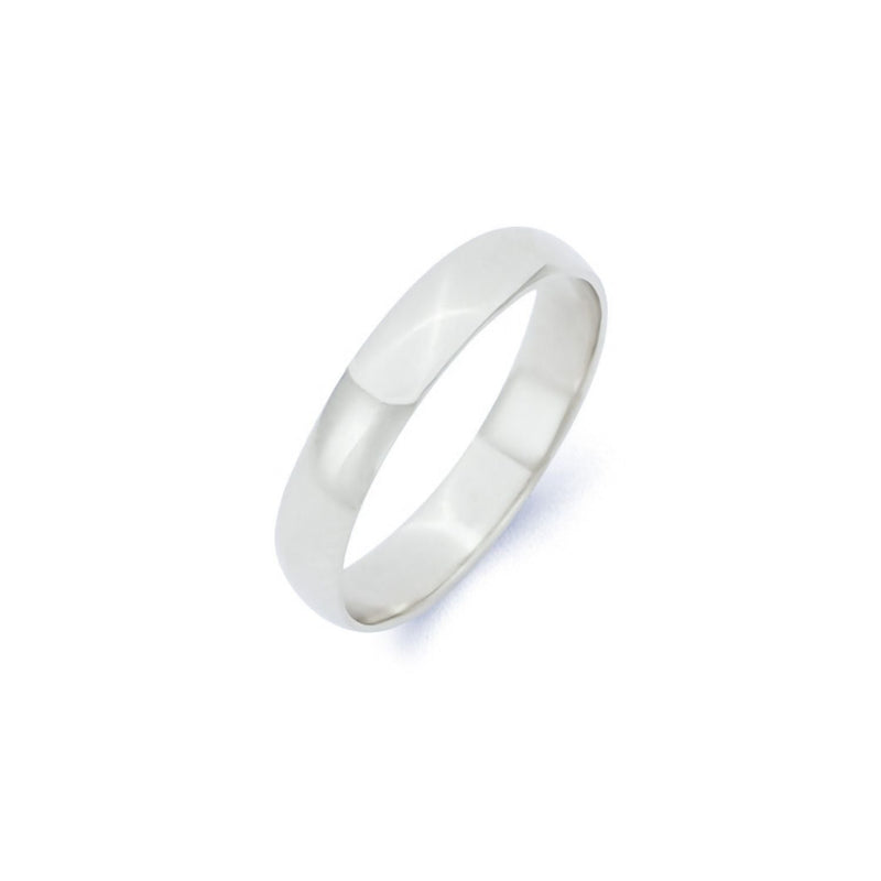 White Gold 4mm Comfort Fit Wedding Band Ring