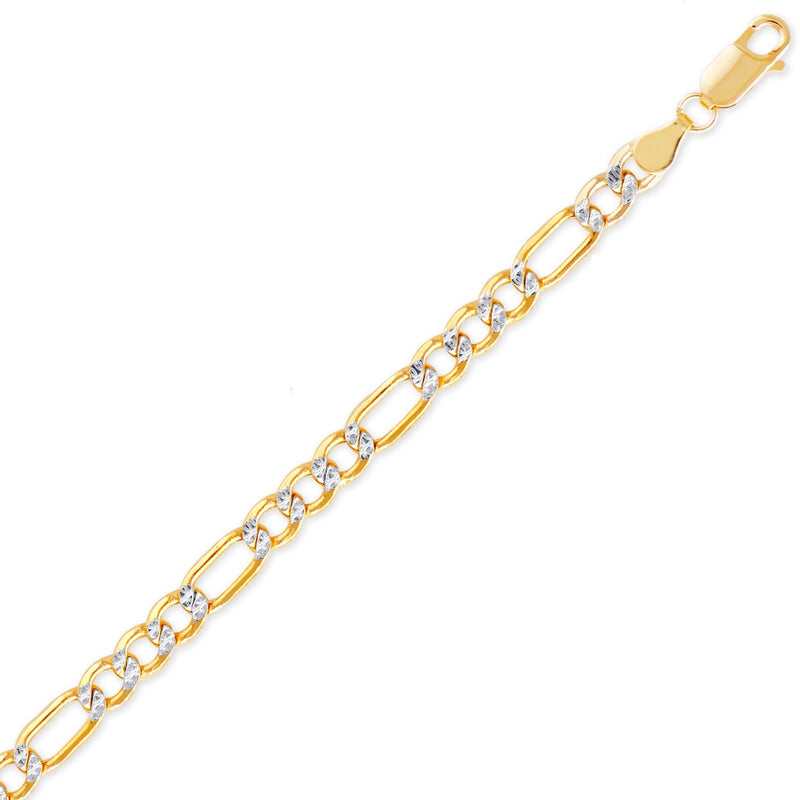 White Pave Hollow Figaro Chain