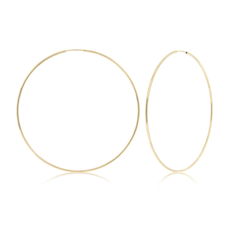 Yellow Gold 1.2mm Endless High Polished Tube Hoop Earring