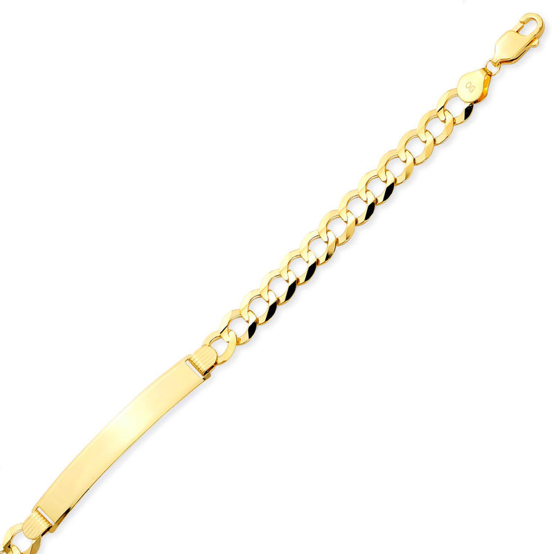 Yellow Gold Cuban Concave Link ID Bracelet