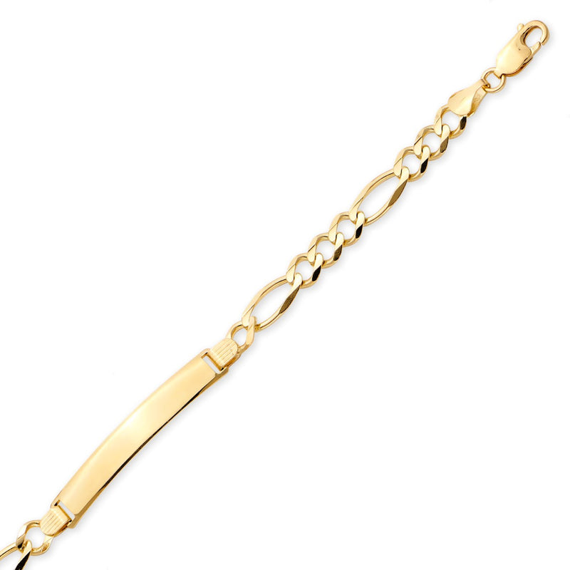 Yellow Gold Figaro Link ID Bracelet
