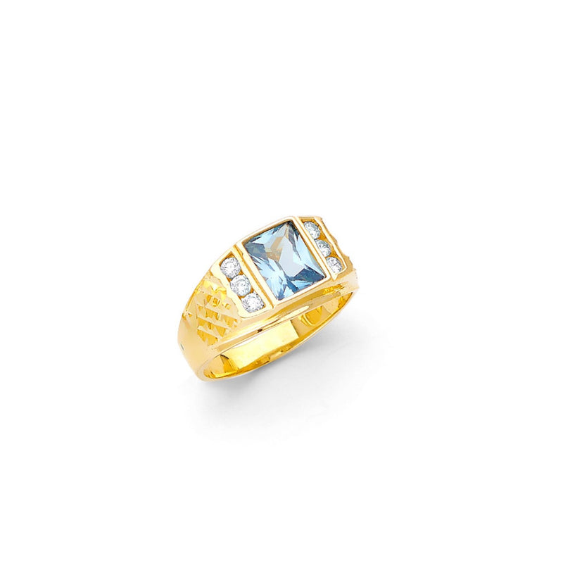 Yellow Gold Men's Color Stone Ring RG-10045