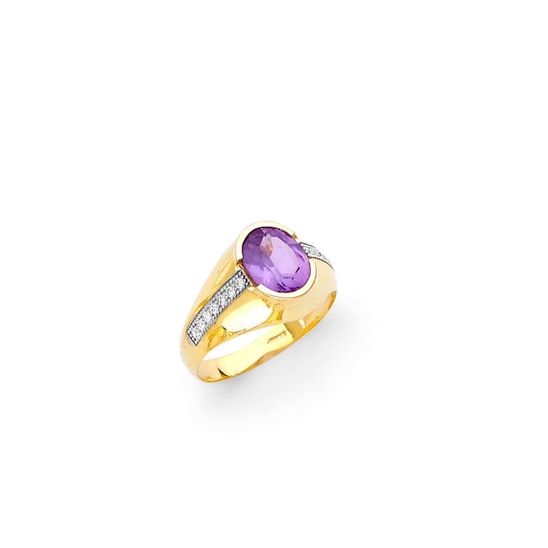 Yellow Gold Men's Color Stone Ring RG-10066