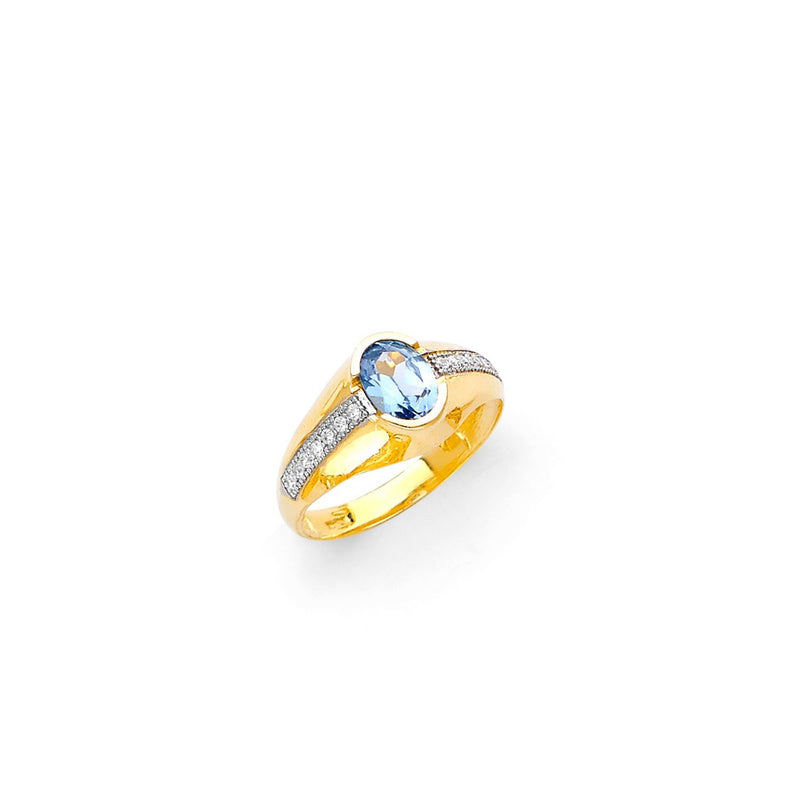 Yellow Gold Men's Color Stone Ring RG-10065