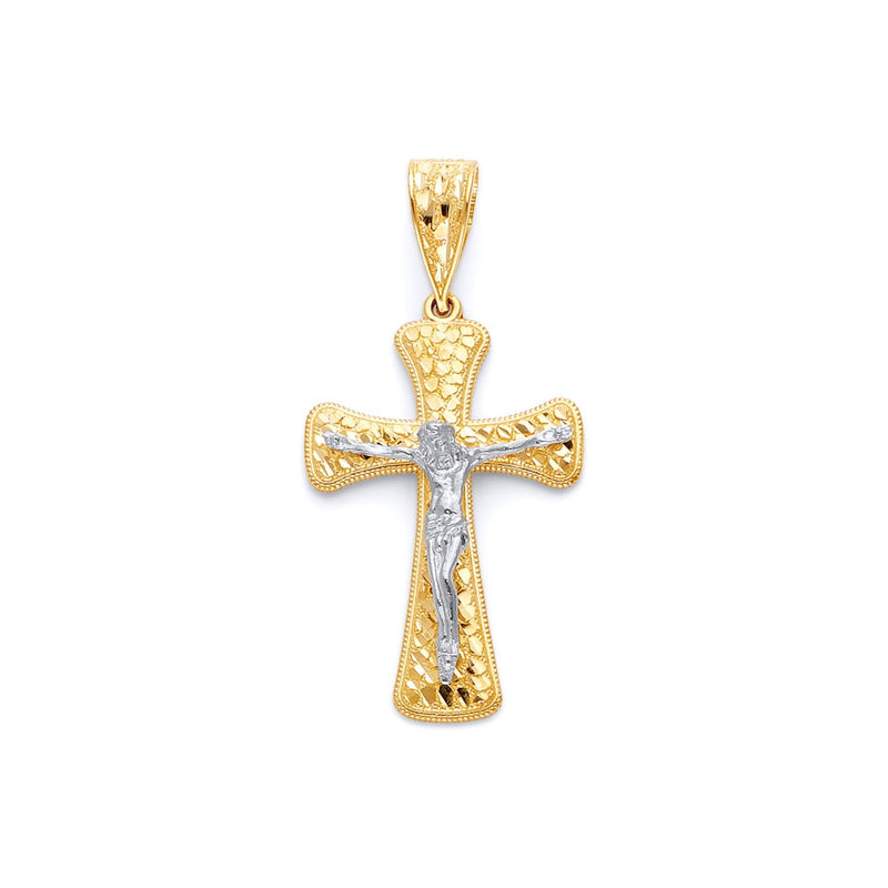 Yellow Gold Nugget Crucifix Pendant PN-10127