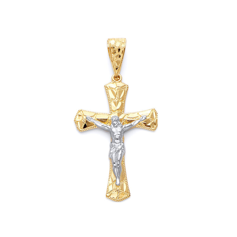 Yellow Gold Nugget Crucifix Pendant PN-10129