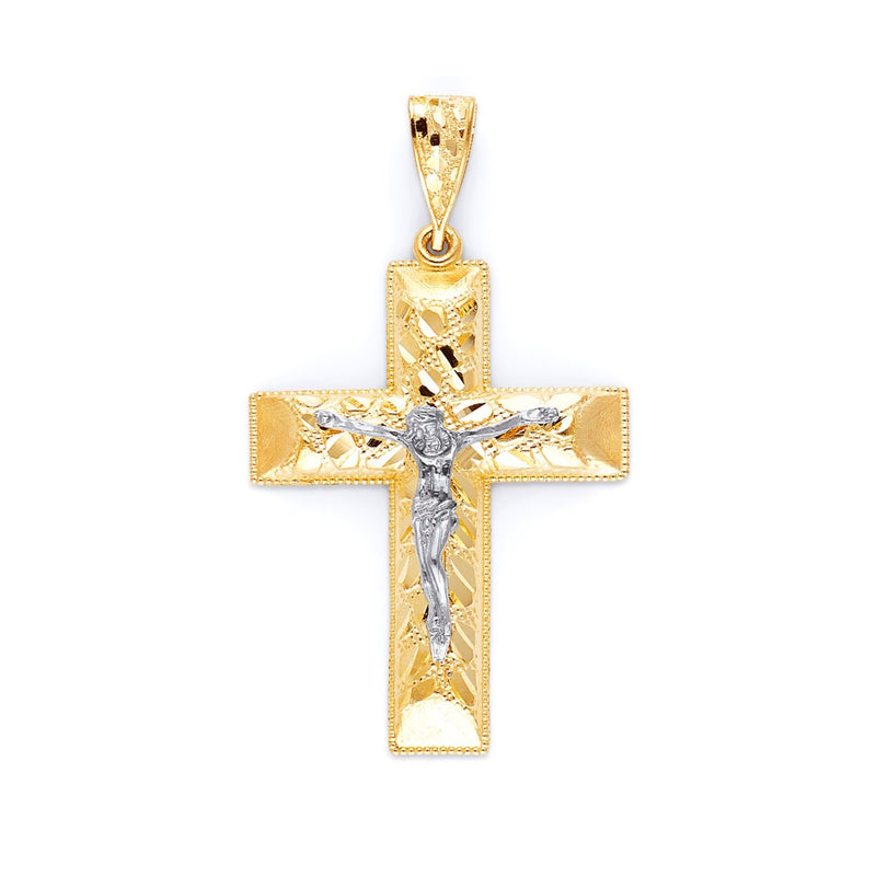 Yellow Gold Nugget Crucifix Pendant PN-10137