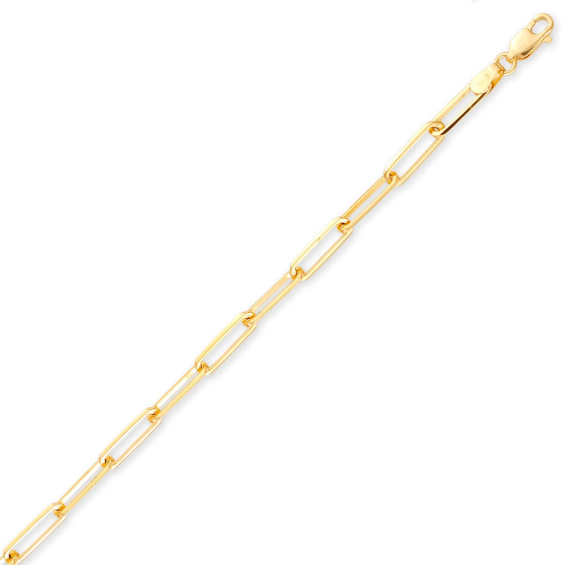 Yellow Gold Solid Paper Clip D/C Anklet