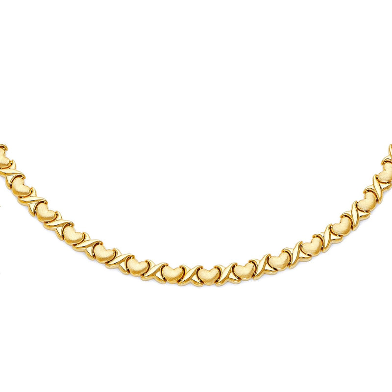 Yellow Gold X & Heart Stampato Link Necklace