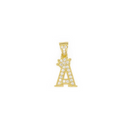 Yellow Gold CZ Crown Initial Pendant PN-288-23