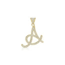 Yellow Gold CZ Script Initial Pendant PN-288-22