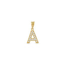 Yellow Gold Small CZ Initial Pendant PN-288-18