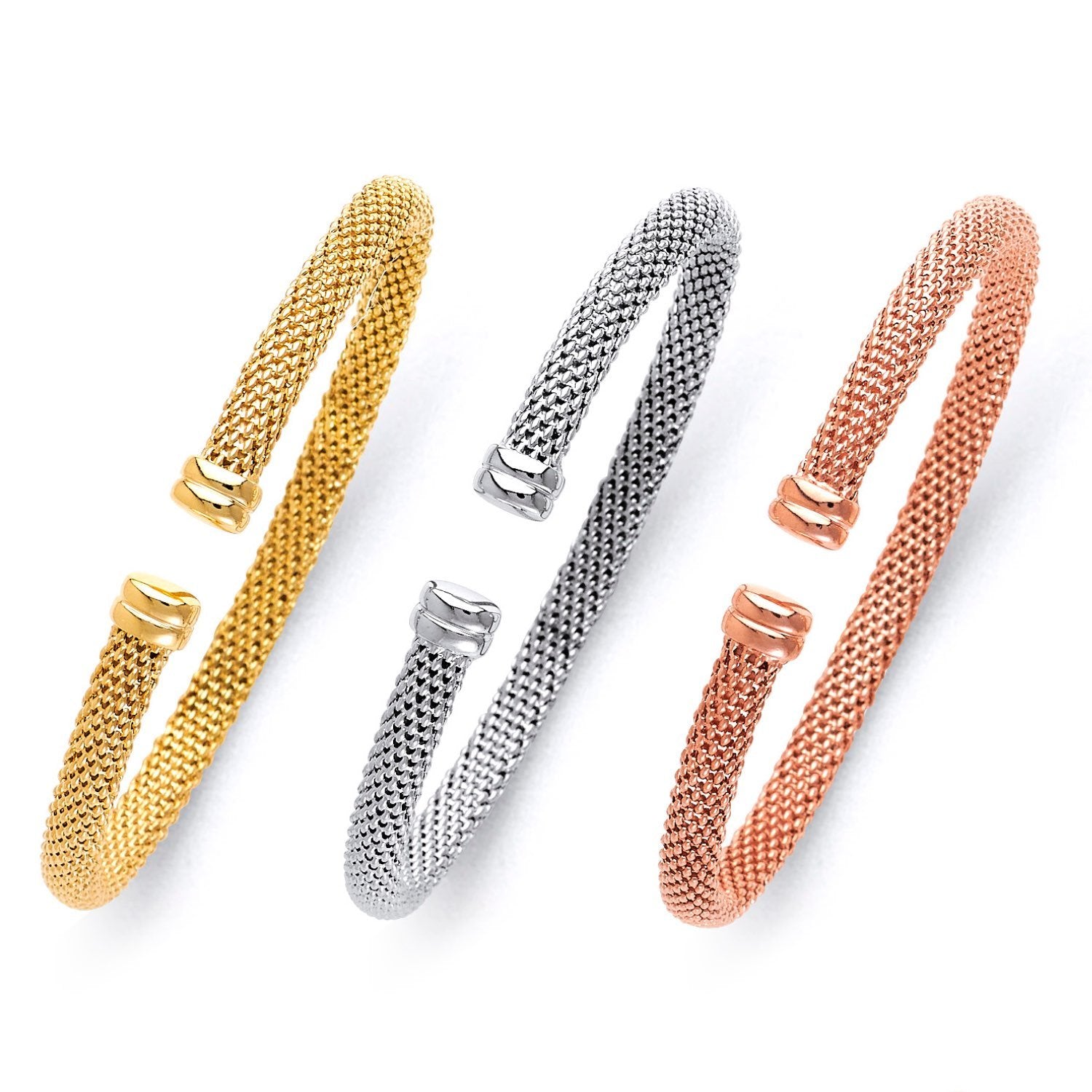 Mezza Bangle Mesh Fancy Italian Flat-End Bangle