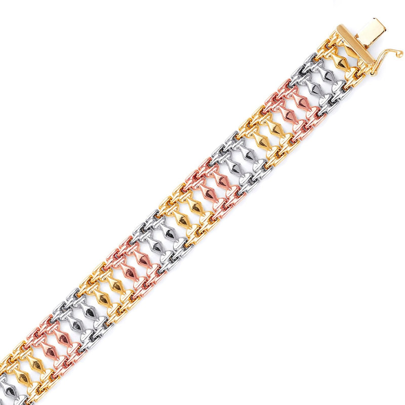 Tri-Color Cleopatra Stampato Link Bracelet