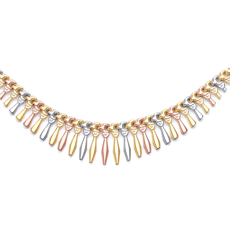 Tri-Color Cleopatra Stampato Link Necklace