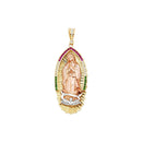 Tri-Color CZ Guadalupe Oval Pendant PN-10209
