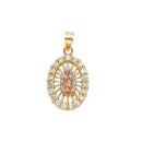 Tri-Color CZ Guadalupe Oval Pendant