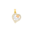 Tri-Color CZ I Love You Heart Pendant PN-20341