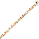 Tri-Color D/C X & Heart Stampato Link Bracelet