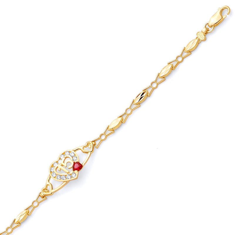 Tri-Color Diamond-Cut 15 Anõs Bracelet BR-10105