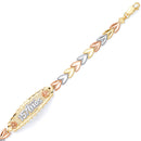 Tri-Color Diamond-Cut 15 Anõs Chevron Bracelet BR-10112