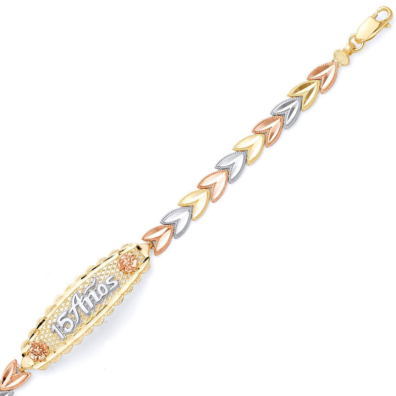 Tri-Color Diamond-Cut 15 Anõs Chevron Bracelet BR-10112