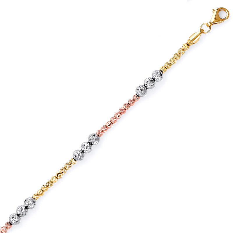 Tri-Color Diamond-Cut Bead Bracelet BR-10101