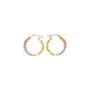 Tri-Color Diamond-Cut Bead Hoop-Earring ER-10090