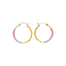 Tri-Color Diamond-Cut Bead Hoop-Earring ER-10091
