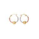 Tri-Color Diamond-Cut Bead Hoop-Earring ER-10092