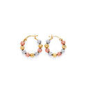 Tri-Color Diamond-Cut Bead Hoop-Earring ER-10093