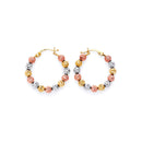Tri-Color Diamond-Cut Bead Hoop-Earring ER-10094