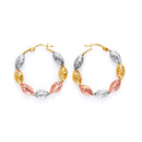 Tri-Color Diamond-Cut Bead Hoop-Earring ER-10096