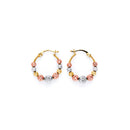 Tri-Color Diamond-Cut Bead Hoop-Earring ER-10097