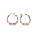Tri-Color Diamond-Cut Bead Hoop-Earring ER-10098