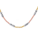 Tri-Color Diamond-Cut Bead Necklace NK-10015