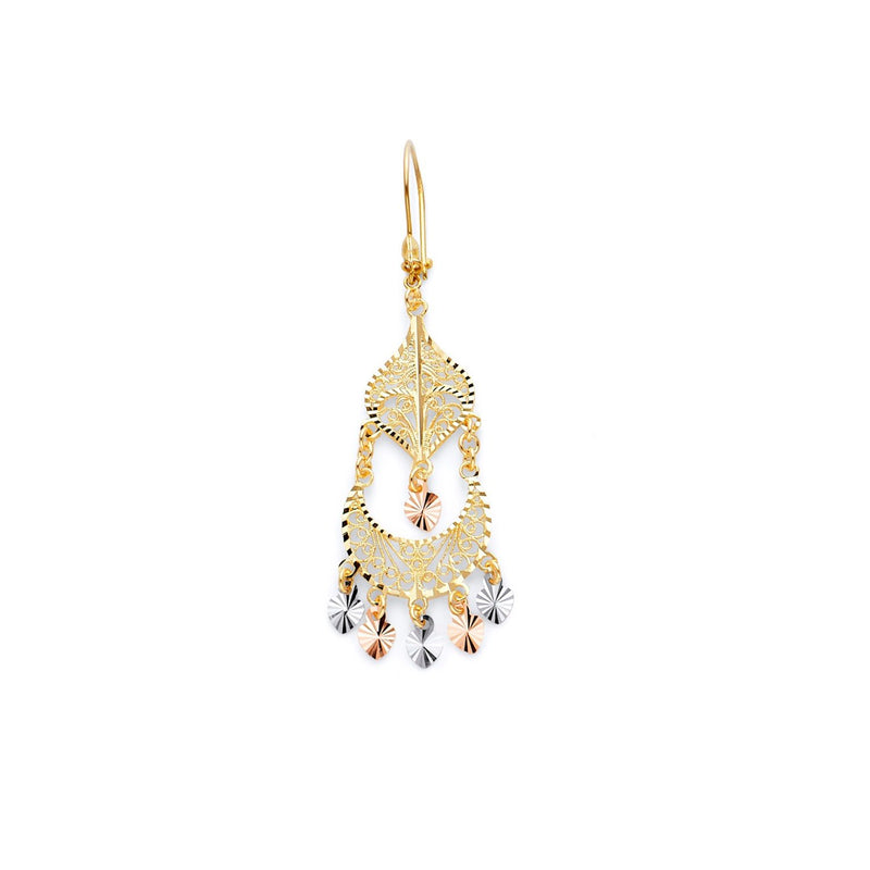 Tri-Color Diamond-Cut Chandelier Earring ER-20096