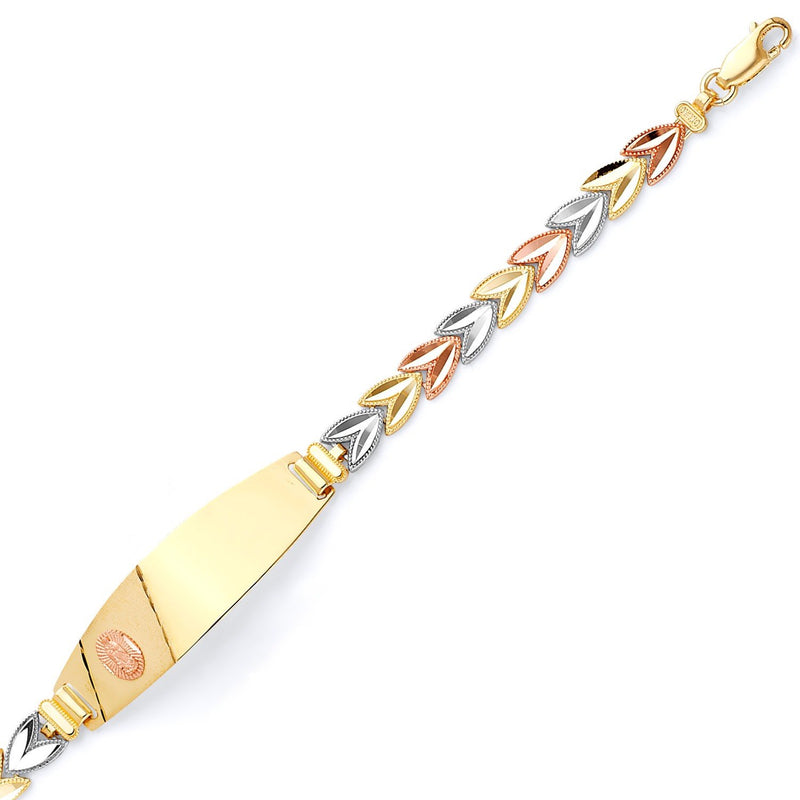 Tri-Color Diamond-Cut Chevron Guadalupe ID Bracelet BR-10122