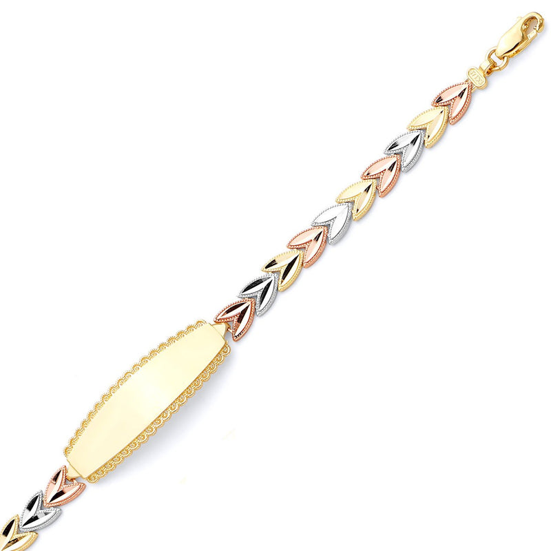 Tri-Color Diamond-Cut Chevron ID Bracelet BR-10117