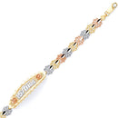 Tri-Color Diamond-Cut Filigree 15 Anõs Bracelet BR-10111