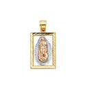 Tri-Color Diamond-Cut Guadalupe Rectangular Pendant