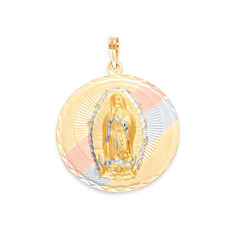 Tri-Color Diamond-Cut Guadalupe Round Pendant