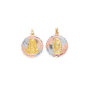 Tri-Color Diamond-Cut Reversible Mexican Round Pendant