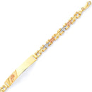 Tri-Color Diamond-Cut Rose ID Bracelet BR-10123