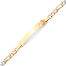 Tri-Color Figaro Stamp Link Baby ID with Guadalupe Bracelet