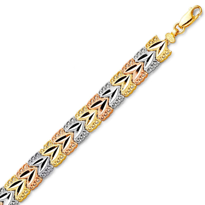 Tri-Color Filagree Chevron Bracelet