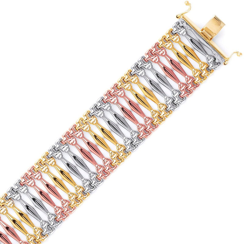 Tri-Color Large Cleopatra Stampato Link Bracelet